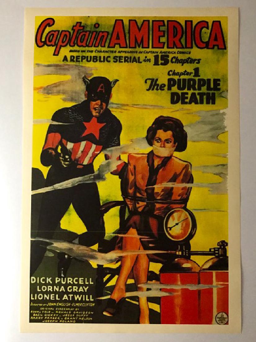 1944 Captain America Movie Theatre Lobby Poster: Purple Death – 12” x 18” - Print Date Unknown
