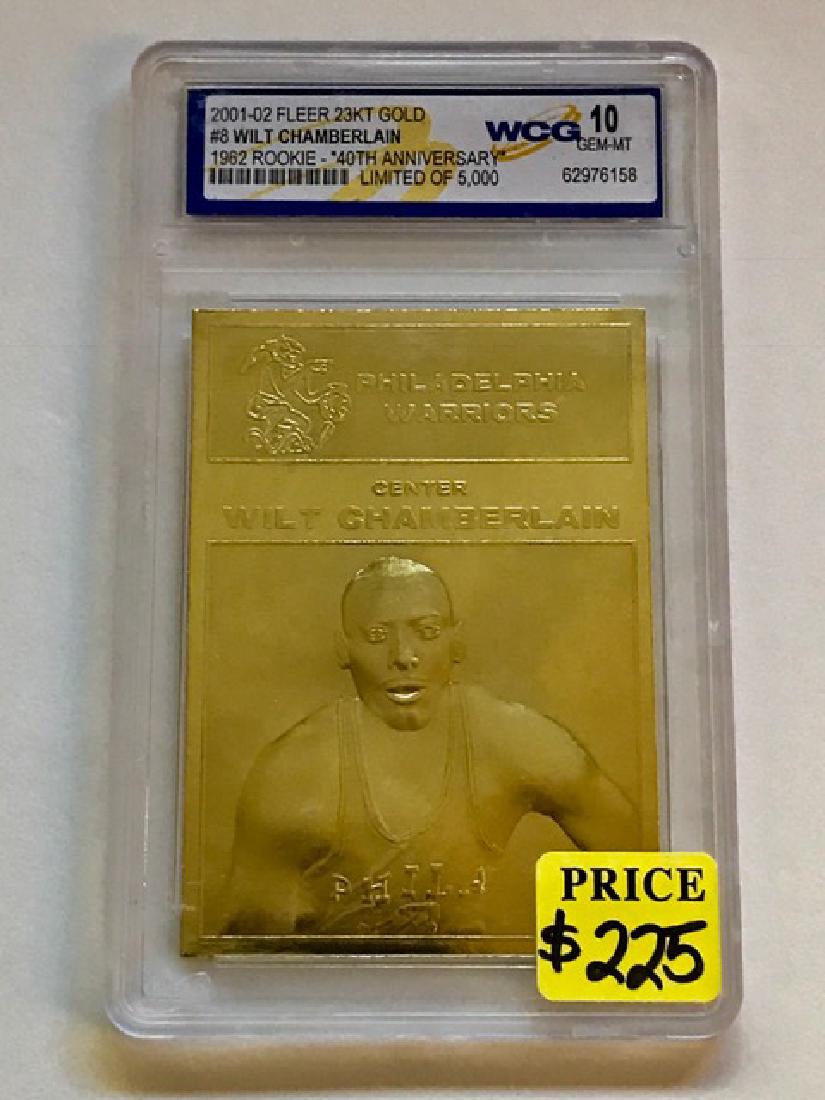 WILT CHAMBERLAIN 23k Gold Rookie Basketball Card: Gem 10 WILT CHAMBERLAIN 40yr Anniversary Rookie Card 23k Gold Foil – Limited Edition – Hard to Find