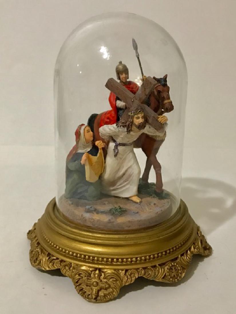 Signed Religious ROAD TO CALVARY Domed Figurine: Rare Vintage Piece – Hand Painted – Hand Numbered Exclusive Issue by The Original Franklin Mint