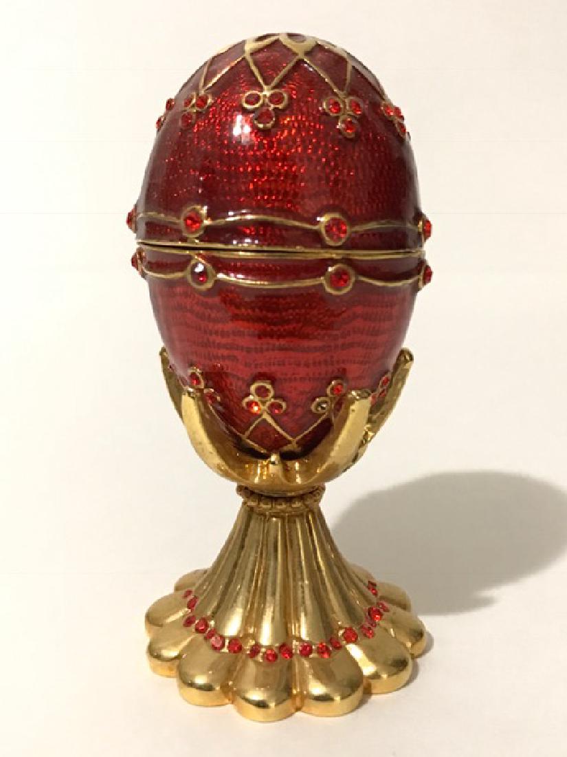St. Petersburgh Russian FABERGE style Enameled EGG: Beautiful Piece – See all Photos
