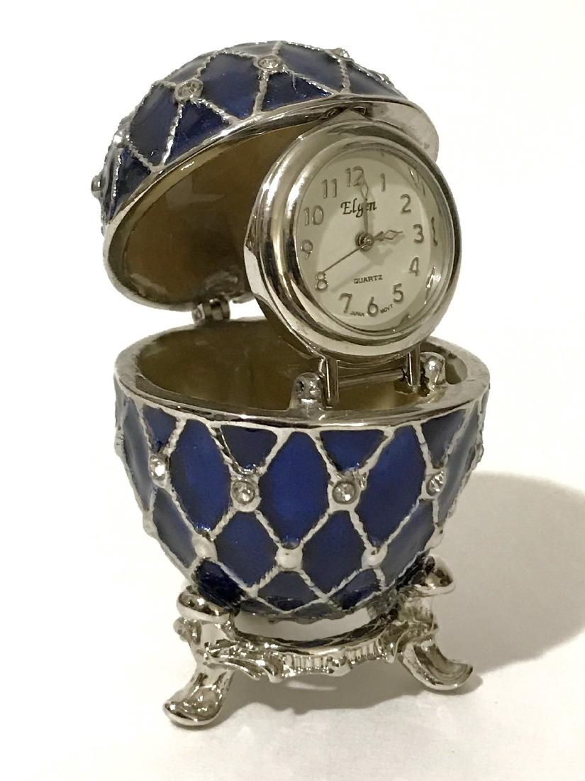 Rare French Enameled ELGIN Timepiece EGG: Rare French Enameled ELGIN Timepiece EGG