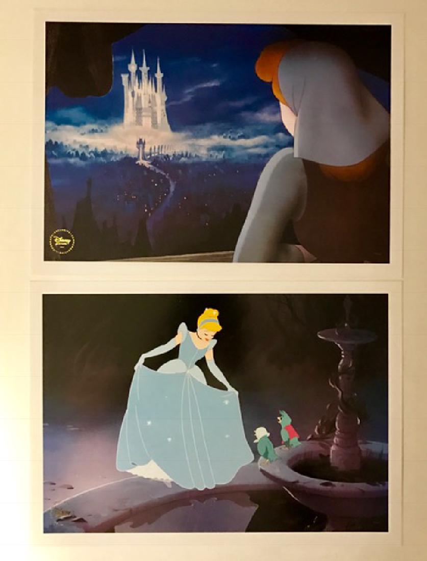 Lot of 2 Authentic Disney CINDERELLA Lithographs: 11” x 14” with COA Silver Foil Disney Seals