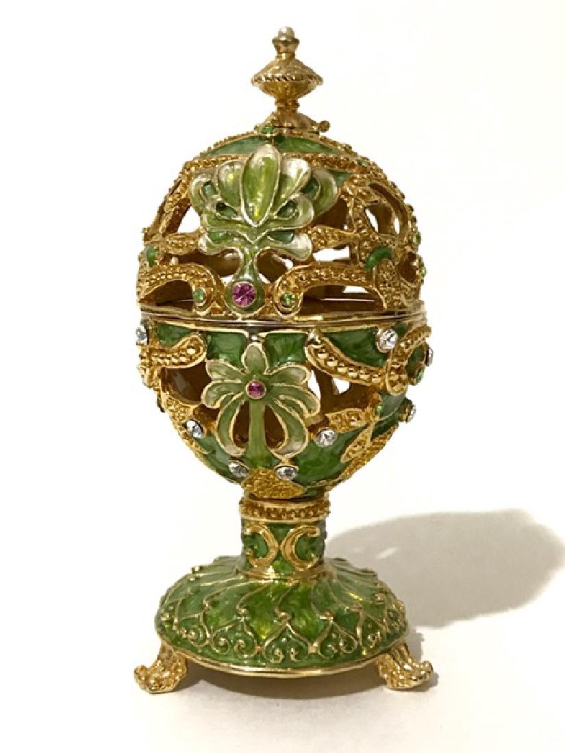 French Enameled & Studded Reticulated Cocoon EGG: French Enameled & Studded Reticulated Cocoon EGG