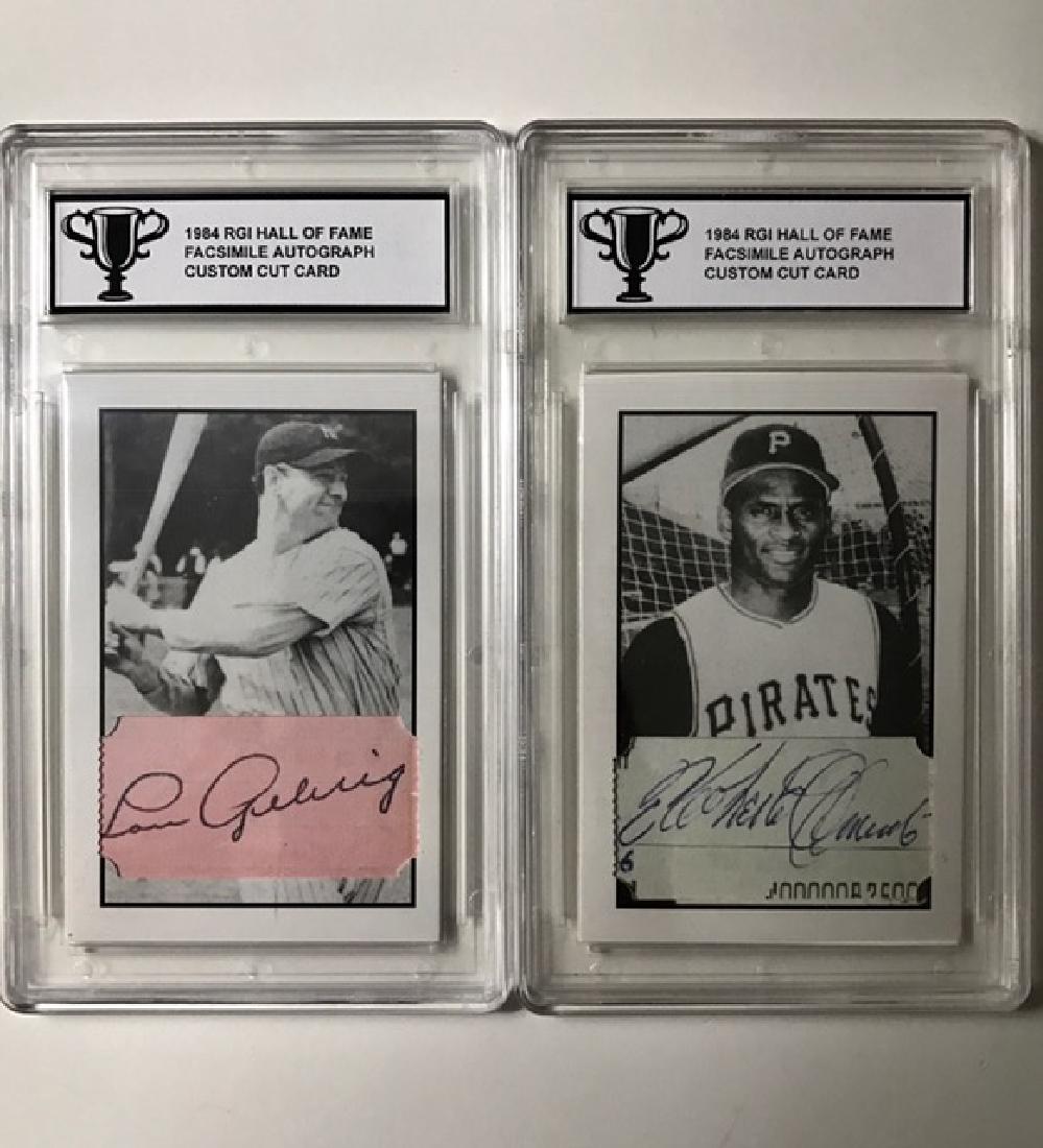 Rare Custom Cut RGI Hall of Fame Baseball Cards: LOU GEHRIG & ROBERTO CLEMENTE - Gem Mint 10