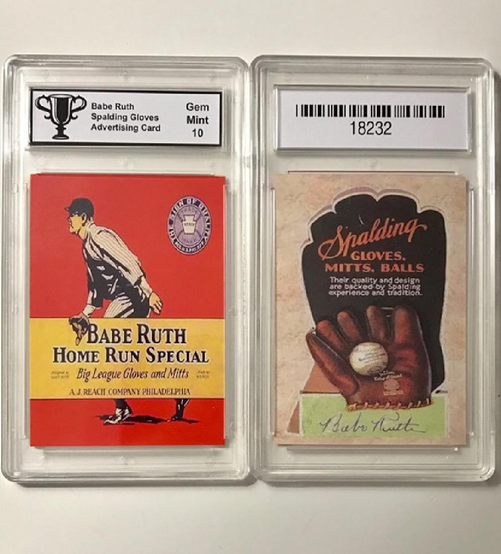BABE RUTH Baseball Glove Advertising Baseball Card: “SPALDING GLOVES” Gem Mint 10 – Great Card
