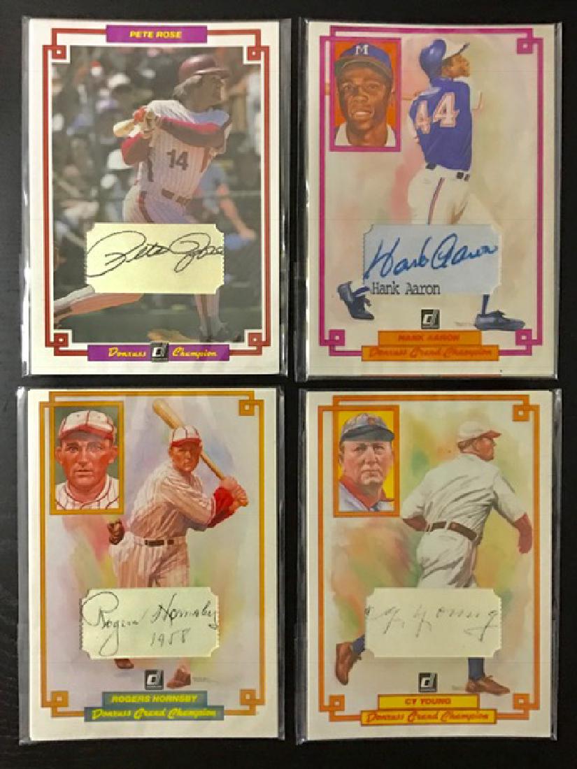 Rare Artist Proof Signed Jumbo Baseball Cards: Lot of 4 – HORNSBY, AARON, CY YOUNG, PETE ROSE