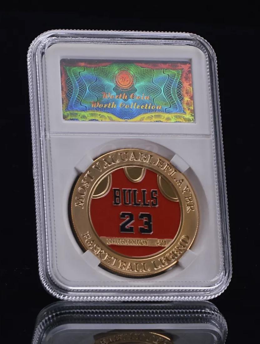 EX. Rare MICHAEL JORDAN Enameled Gold MVP Coin: Graded â€“ Encapsulated â€“ Rare Piece