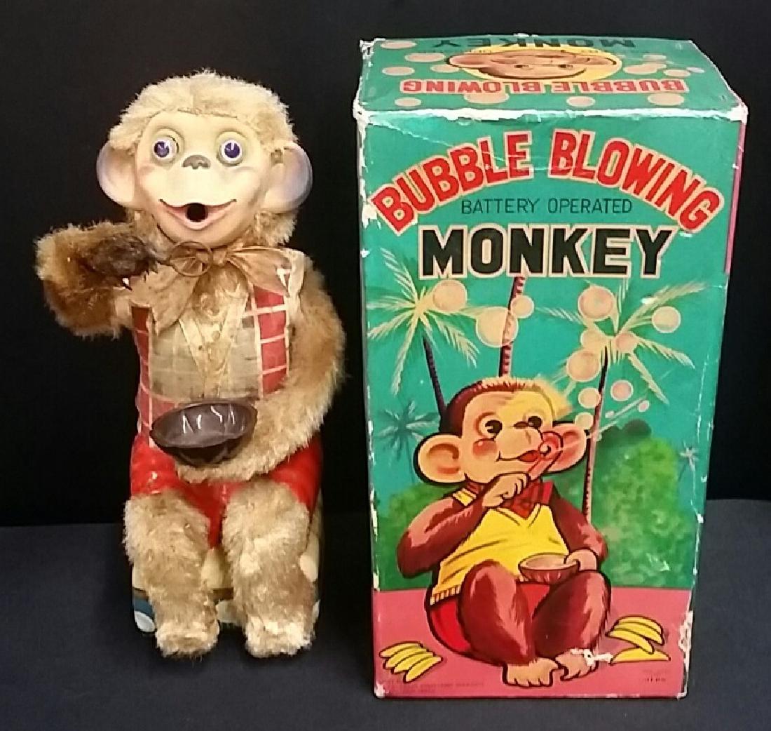 Vintage ALPS Bubble Blowing Monkey Toy: With Original Box, Non Tested