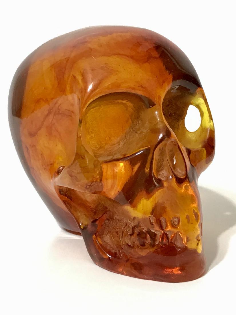 Ornate Hand Carved Solid Burmese Amber SKULL: Heavy & Ornate - Great Piece – Multiple Photos Posted