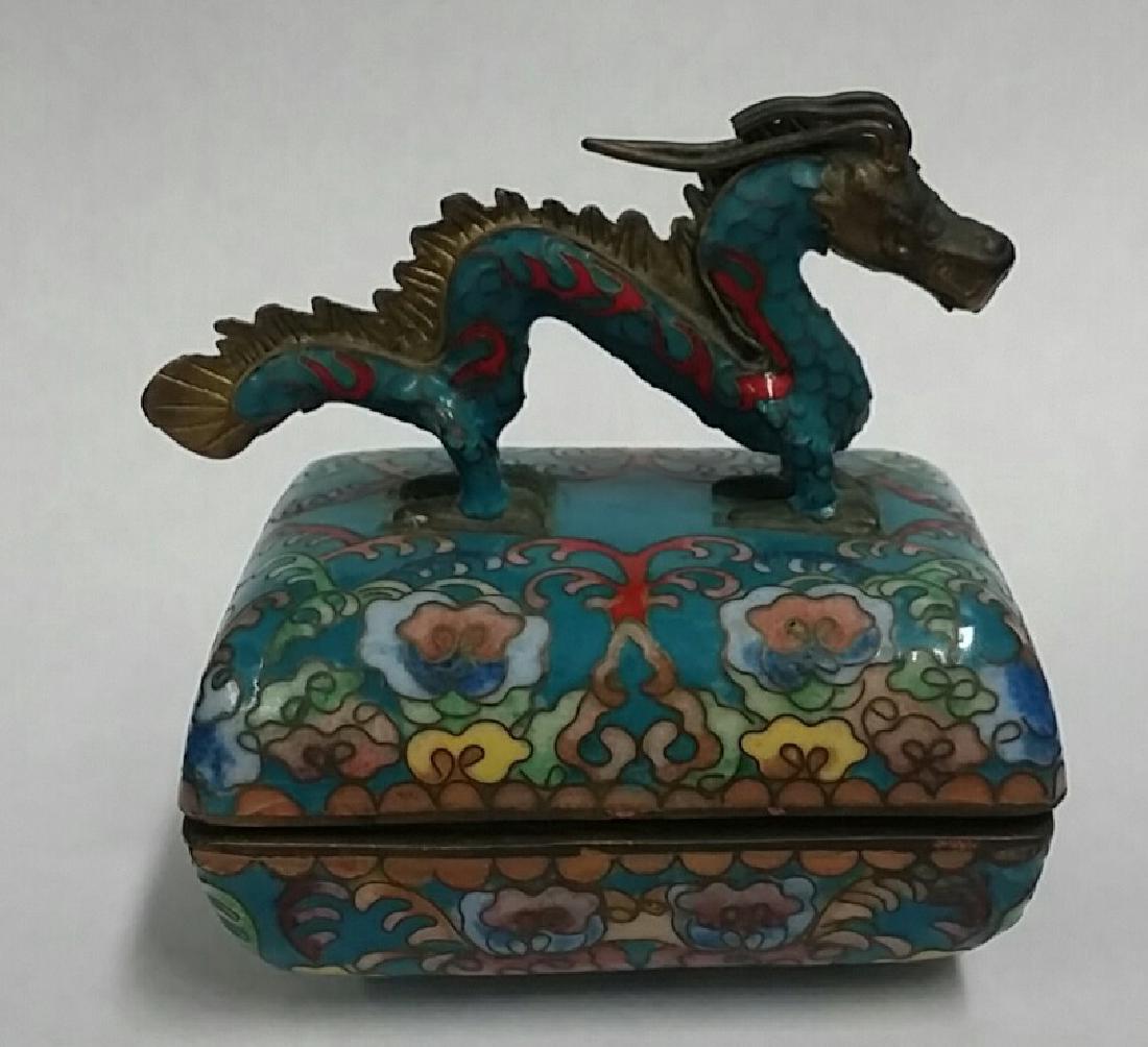 Antique Dragon Cloisonne Trinket Box: Antique Dragon Cloisonne Trinket Box