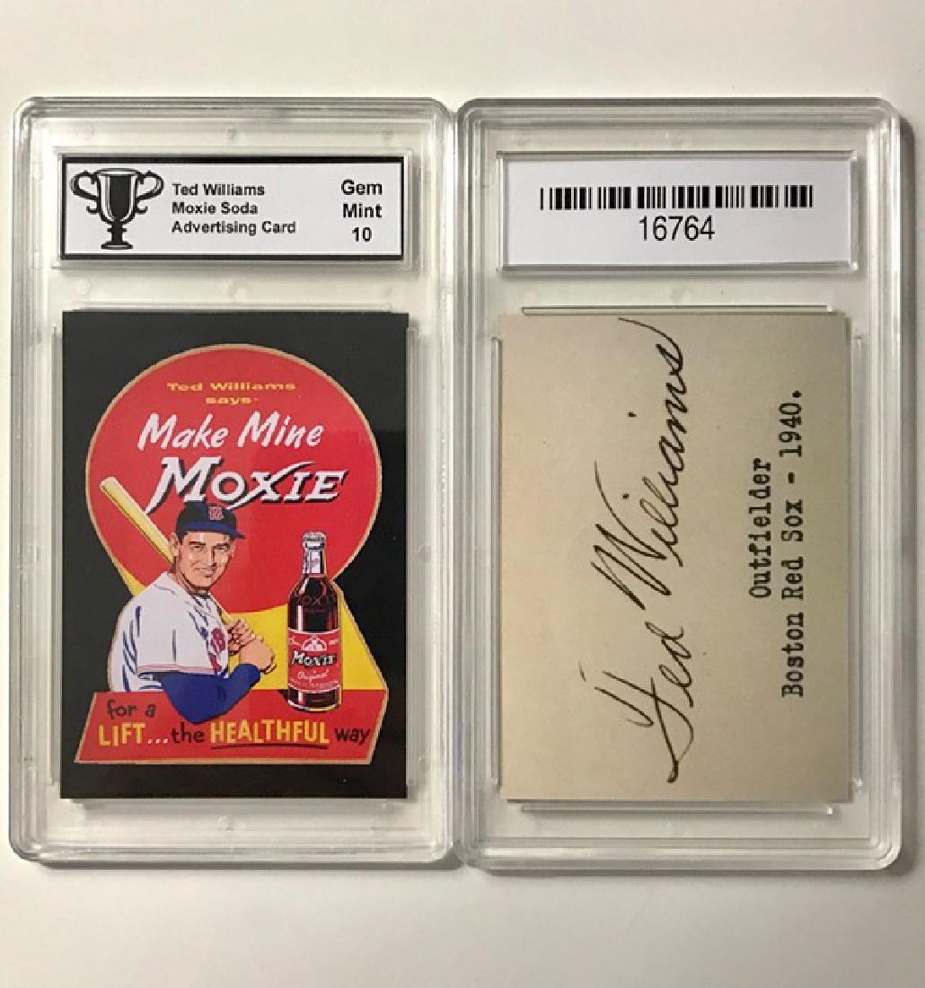 TED WILLIAMS – Soda Pop Advertising Baseball Card: “MOXIE SODA” – Gem Mint 10 - Great Card