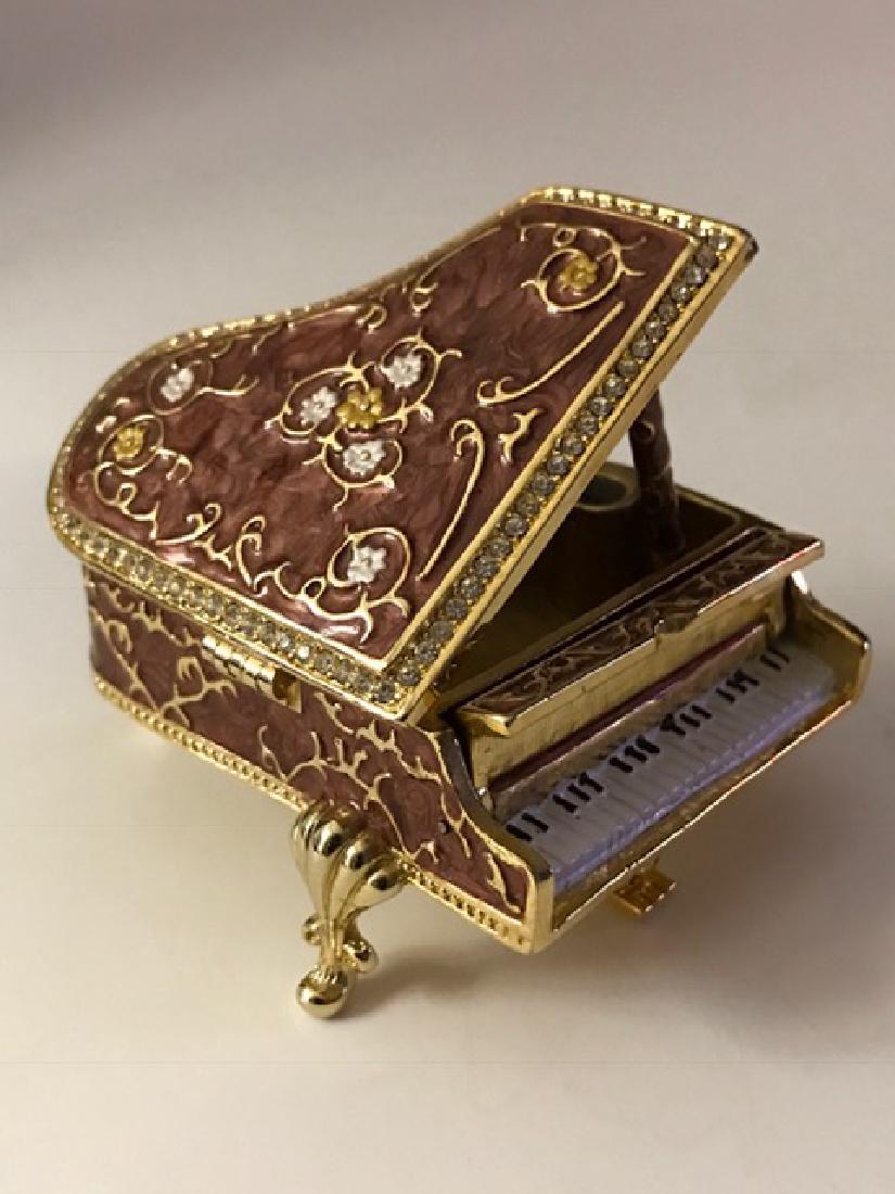 Beautiful Jeweled & Enameled Piano Trinket Box: Multiple Photos Posted