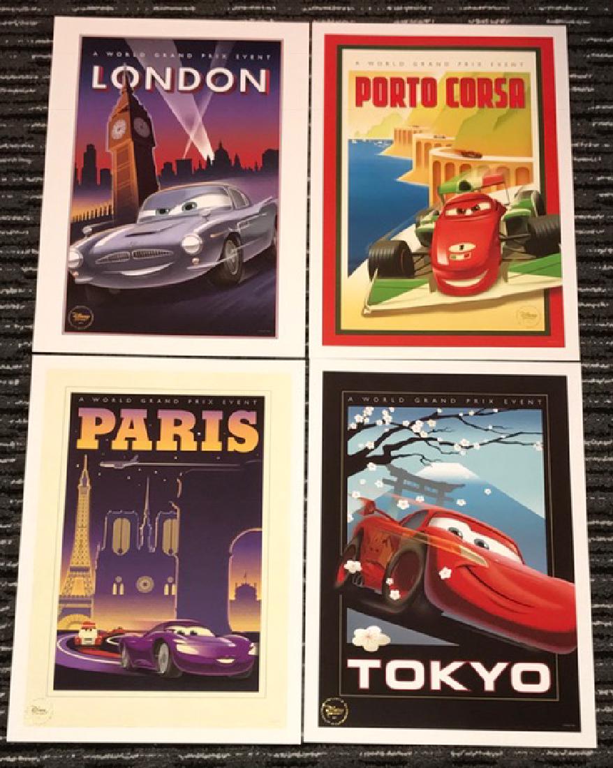 Lot of 4 Disney’s CARS Movie Lithographs w/COA: Lot of 4 Disney’s CARS Movie Lithographs w/COA