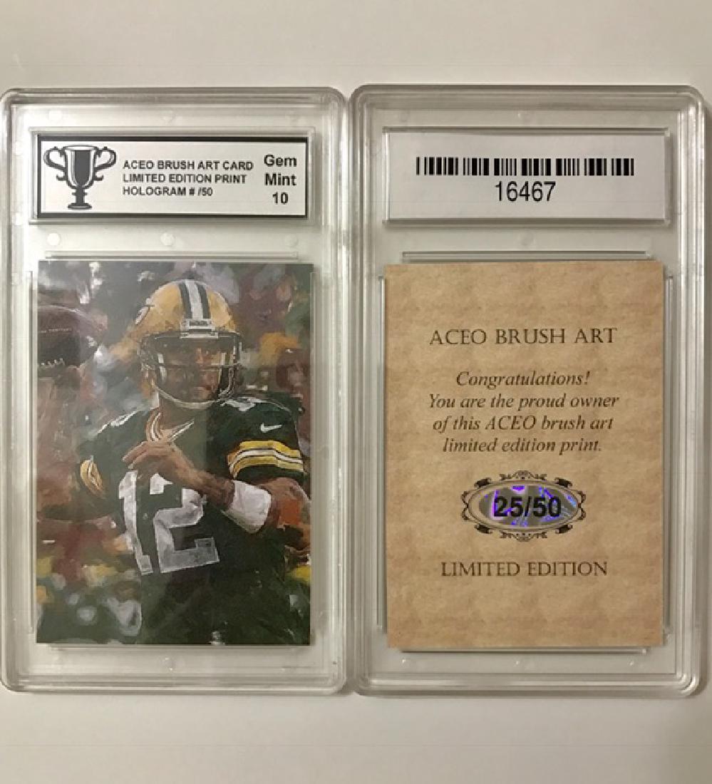 RARE Brush Art AARON RODGERS Football Card: Limited Edition/Numbered 25 of 50 - Gem Mint 10