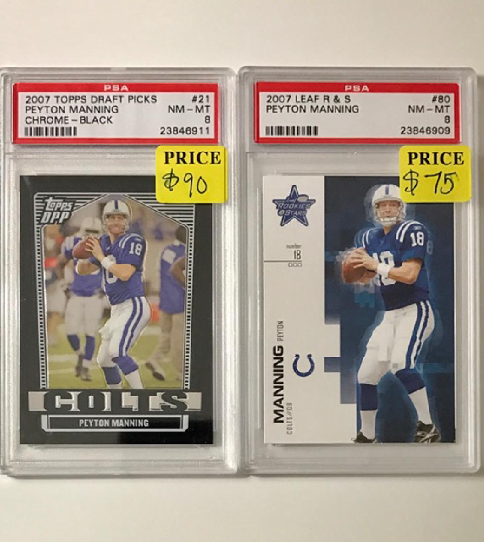 Lot of 2 PEYTON MANNING Graded Football Cards: Draft Picks & Rookies & Stars – PSA Graded NM-MT