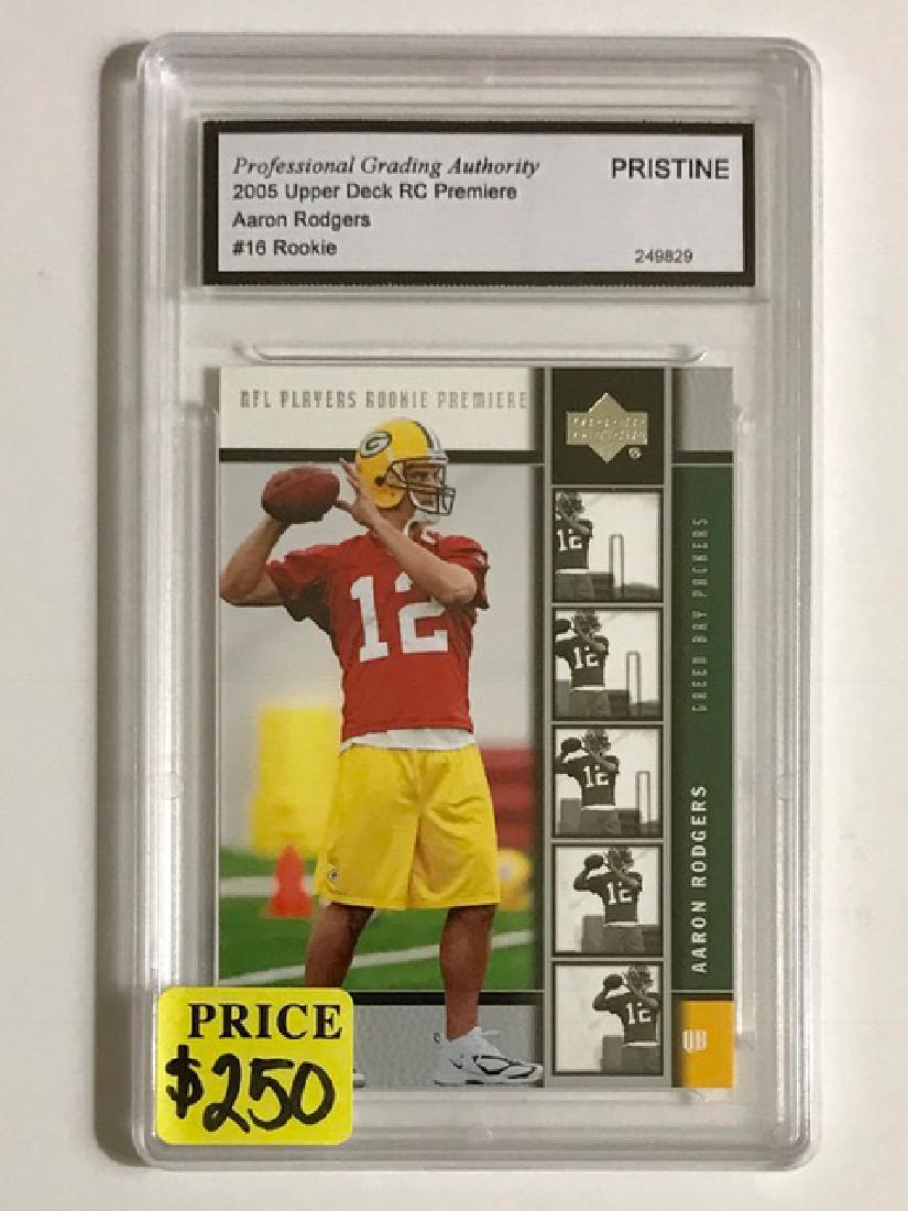 Graded Pristine AARON RODGERS Rookie Football Card: ROOKIE PREMIERE – 1st Aaron Rodgers Rookie