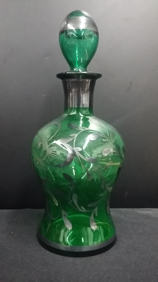 Vintage Glass With Sterling Overlay Decanter: Vintage Glass With Sterling Overlay Decanter