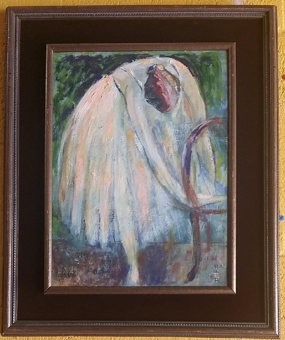 Vintage Signed Ballerina Painting: In the style of Degas