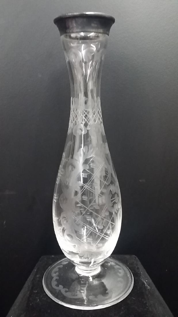 Vintage Sterling Silver & Cut Crystal Vase: Vintage Sterling Silver & Cut Crystal Vase