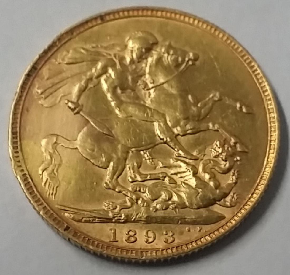 1893 British Gold Sovereign Coin: 1893 British Gold Sovereign Coin