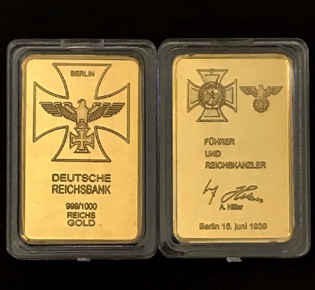 1939 ADOLF HITLER Signature .999 Gold clad Bar: 1939 ADOLF HITLER Signature .999 Gold clad Bar