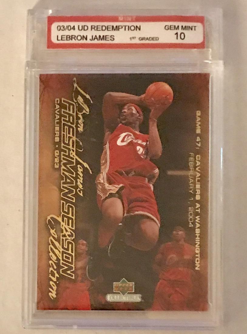 1st Graded Gem LEBRON JAMES Rookie Basketball Card: 1st Graded Gem LEBRON JAMES Rookie Basketball Card