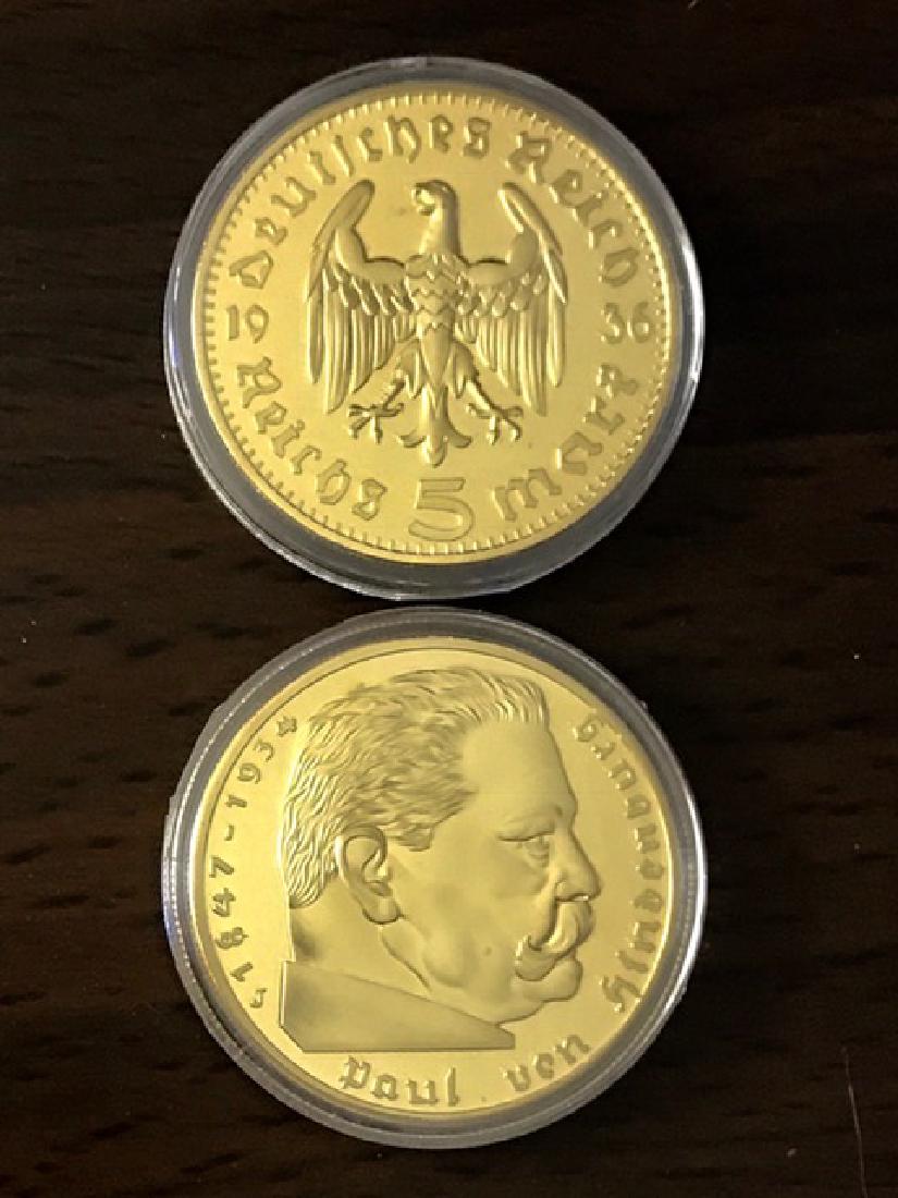 1oz Gold Clad 1934 P.V. Hindenburg German Coin: 1oz Gold Clad 1934 P.V. Hindenburg German Coin