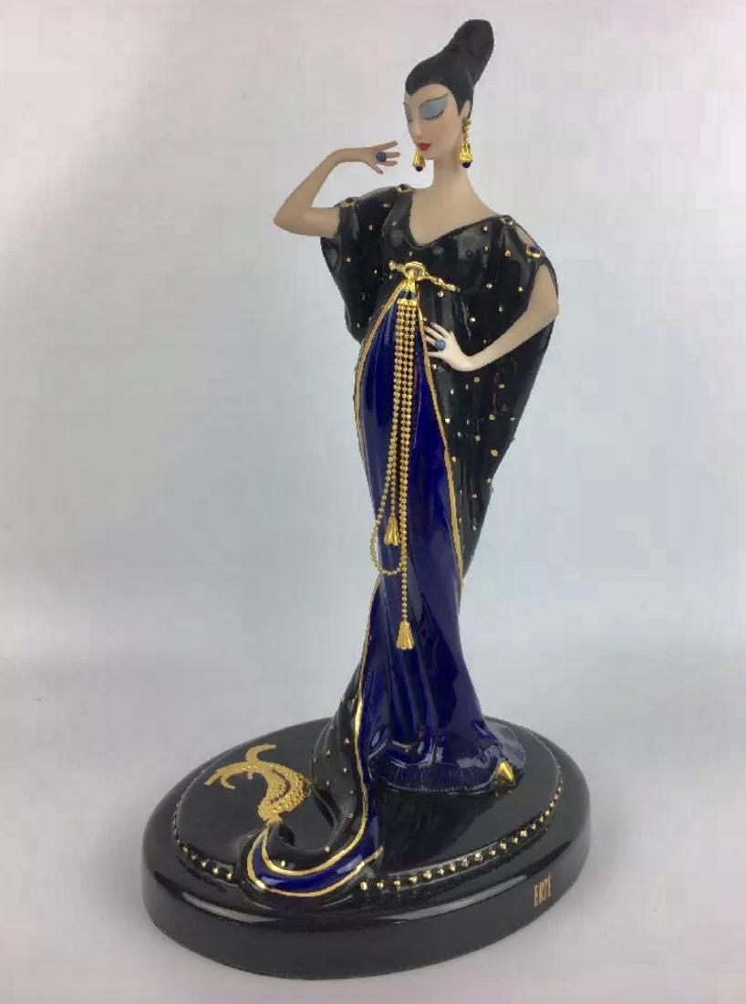 Stunning Signed ERTE Art Deco Porcelain Figurine: “MOONLIGHT MYSTIQUE” – Flawless – 12” Tall