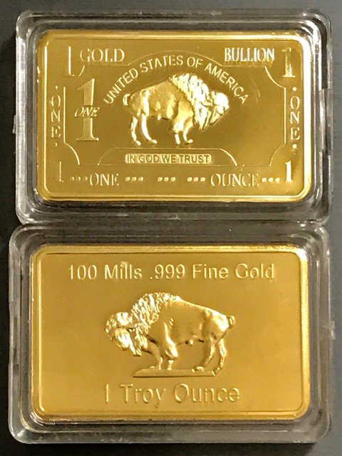 1 Troy Ounce 999 Fine Gold Clad Buffalo Bullion Bar 1-troy-ounce-999-fine-gold-clad-buffalo-bullion-bar