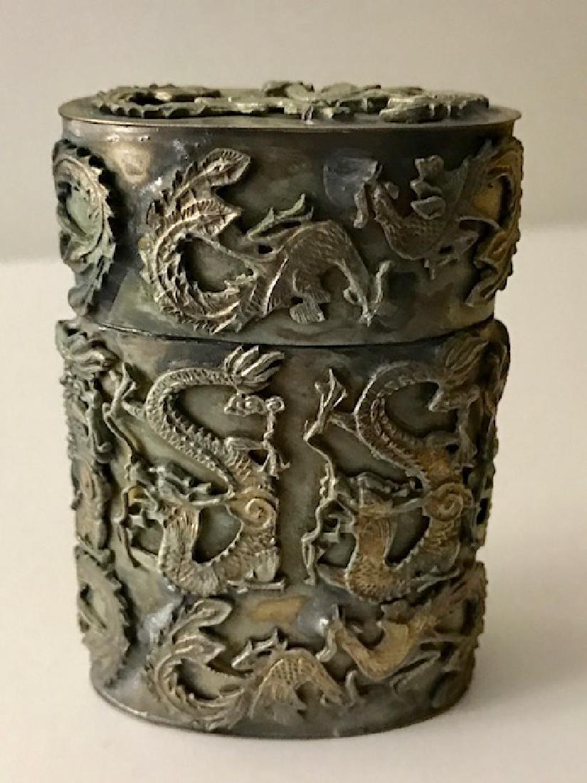 Old Handmade Chinese Silver Tobacco Snuff Box: Very Cool & Well Made Piece – See all Photos