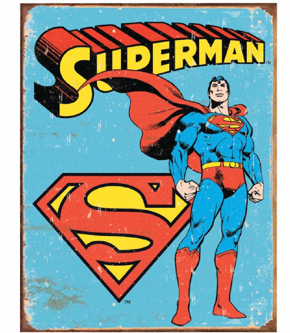 Original Comic Book Series SUPERMAN Metal Sign: 14” x 16”