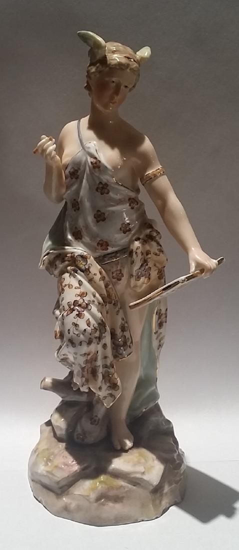 Antique Sitzendorf Porcelain Figurine: Great Piece, Underglaze mark, Circa 1910
