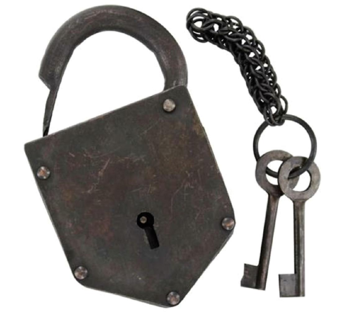 Old Wild West Bank & Post Office Padlock w/Keys: Old Wild West Bank & Post Office Padlock w/Keys