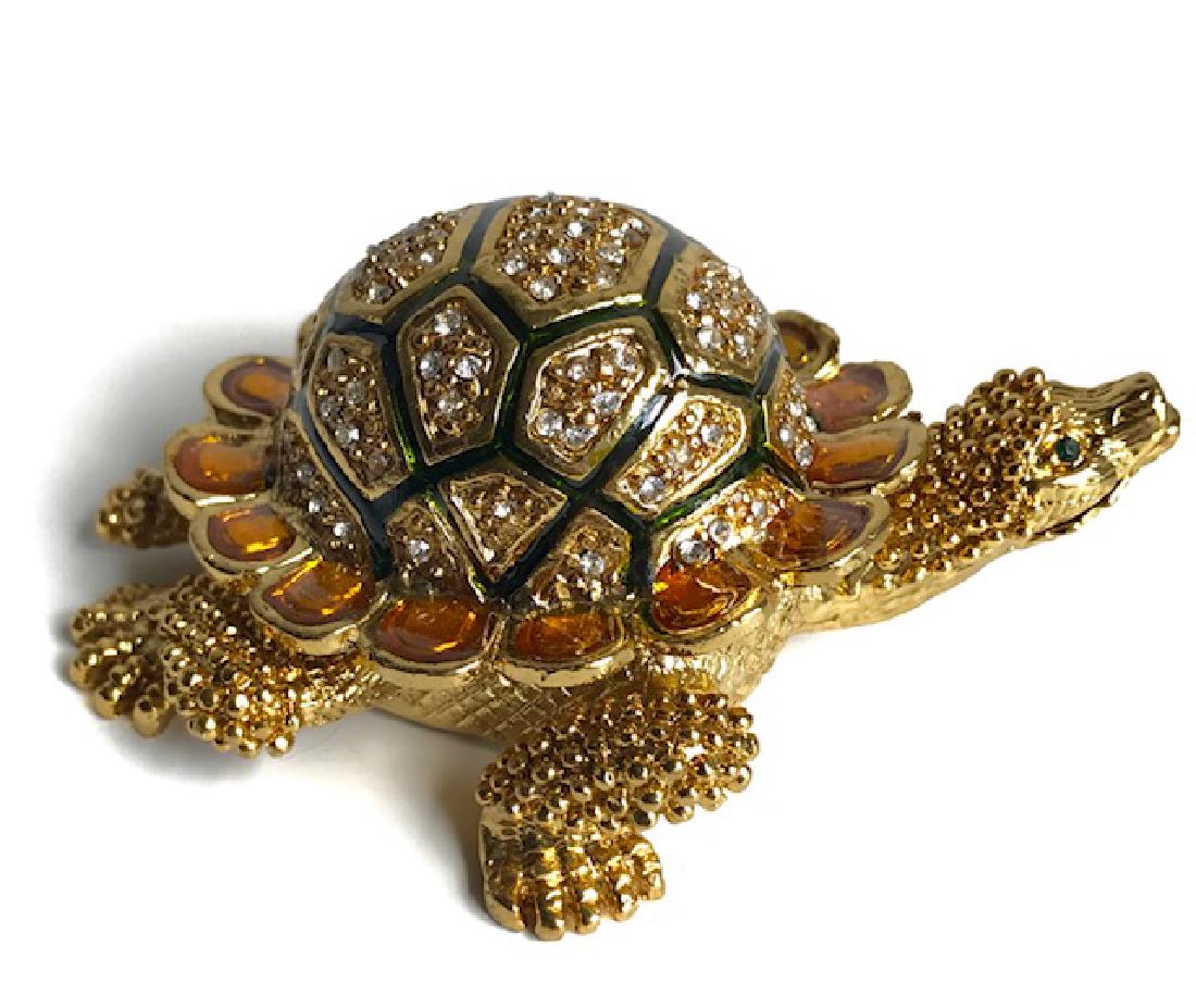 Beautiful Studded & Enameled TURTLE Trinket Box: Beautiful Studded & Enameled TURTLE Trinket Box