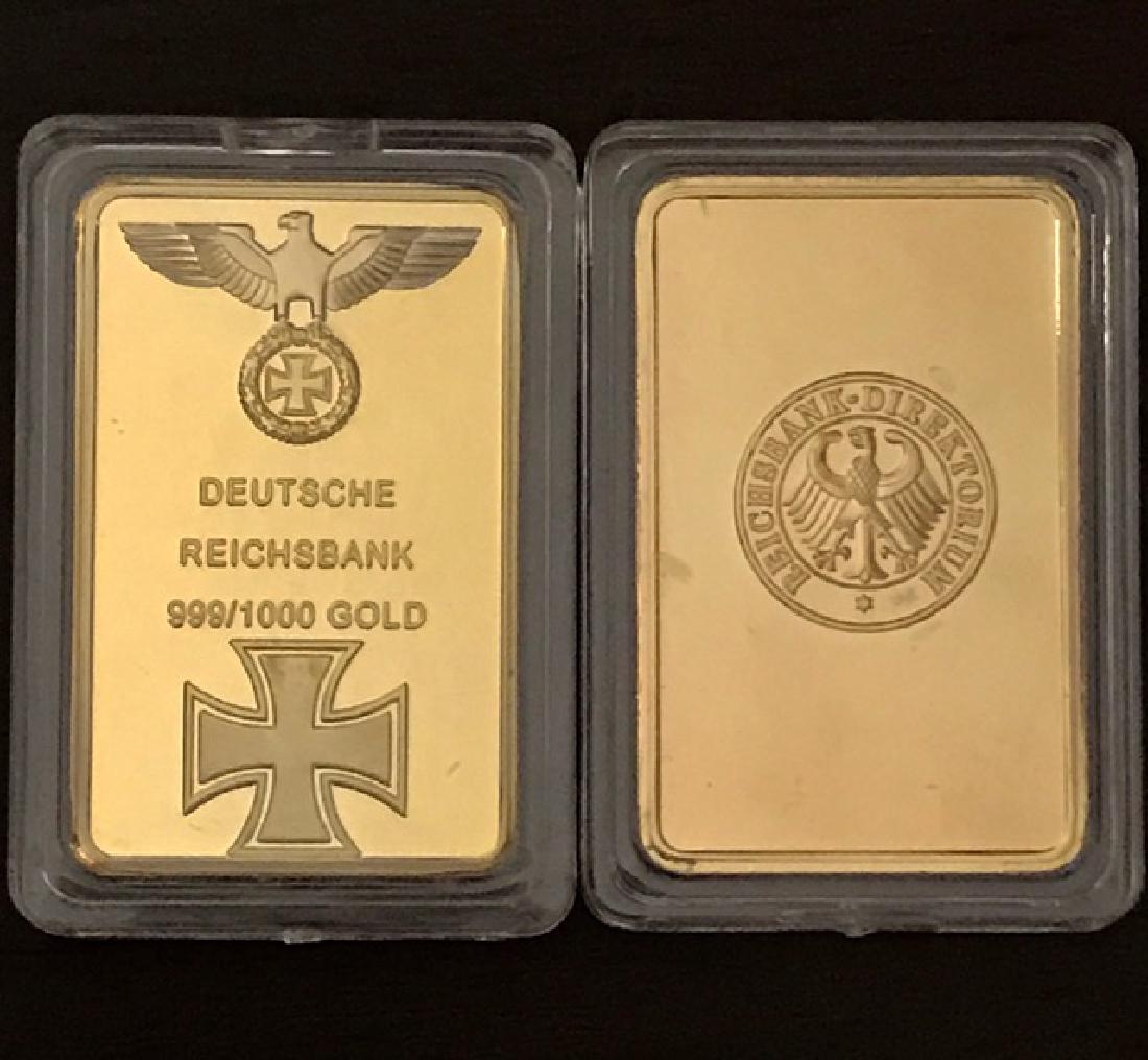 1oz .999 German Deutsche REICHSBANK Gold Clad Bar: 1oz .999 German Deutsche REICHSBANK Gold Clad Bar
