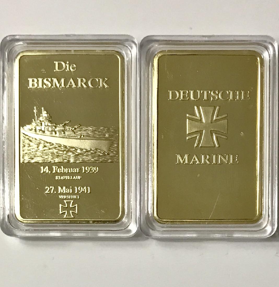 WW2 Nazi Germany “DIE BISMARCK” Gold Clad Bar: WW2 Nazi Germany “DIE BISMARCK” Gold Clad Bar