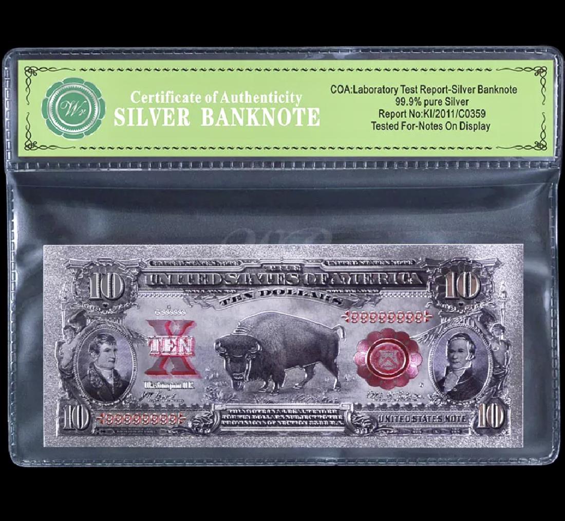 1901 – 99.9 % Silver Bison Banknote $10 Bill: 99.9% Silver Lab Tested for Bank Notes on Display Multiple Photos Posted