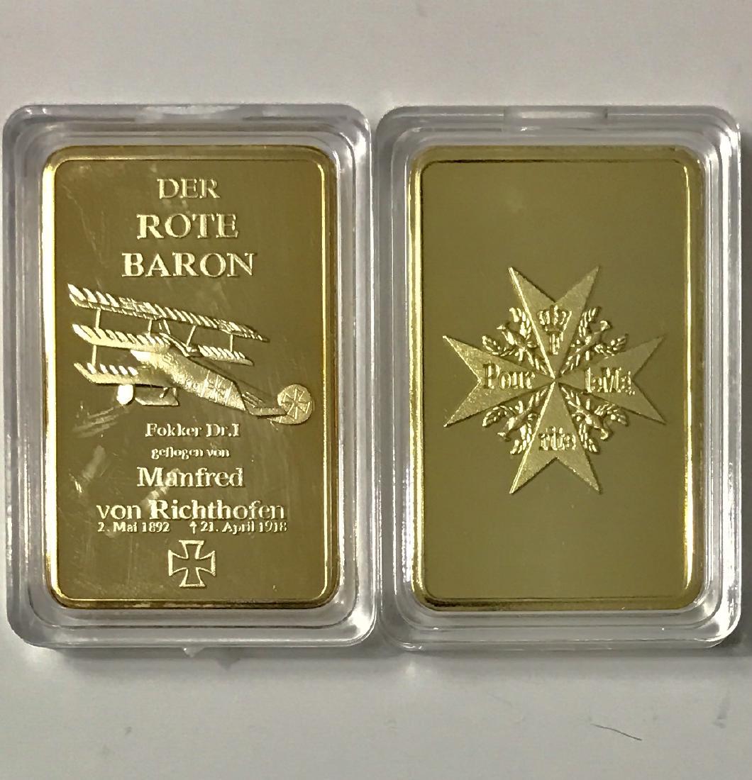 WW1 German “DER ROTE BARON” Gold Clad Bar: WW1 German “DER ROTE BARON” Gold Clad Bar