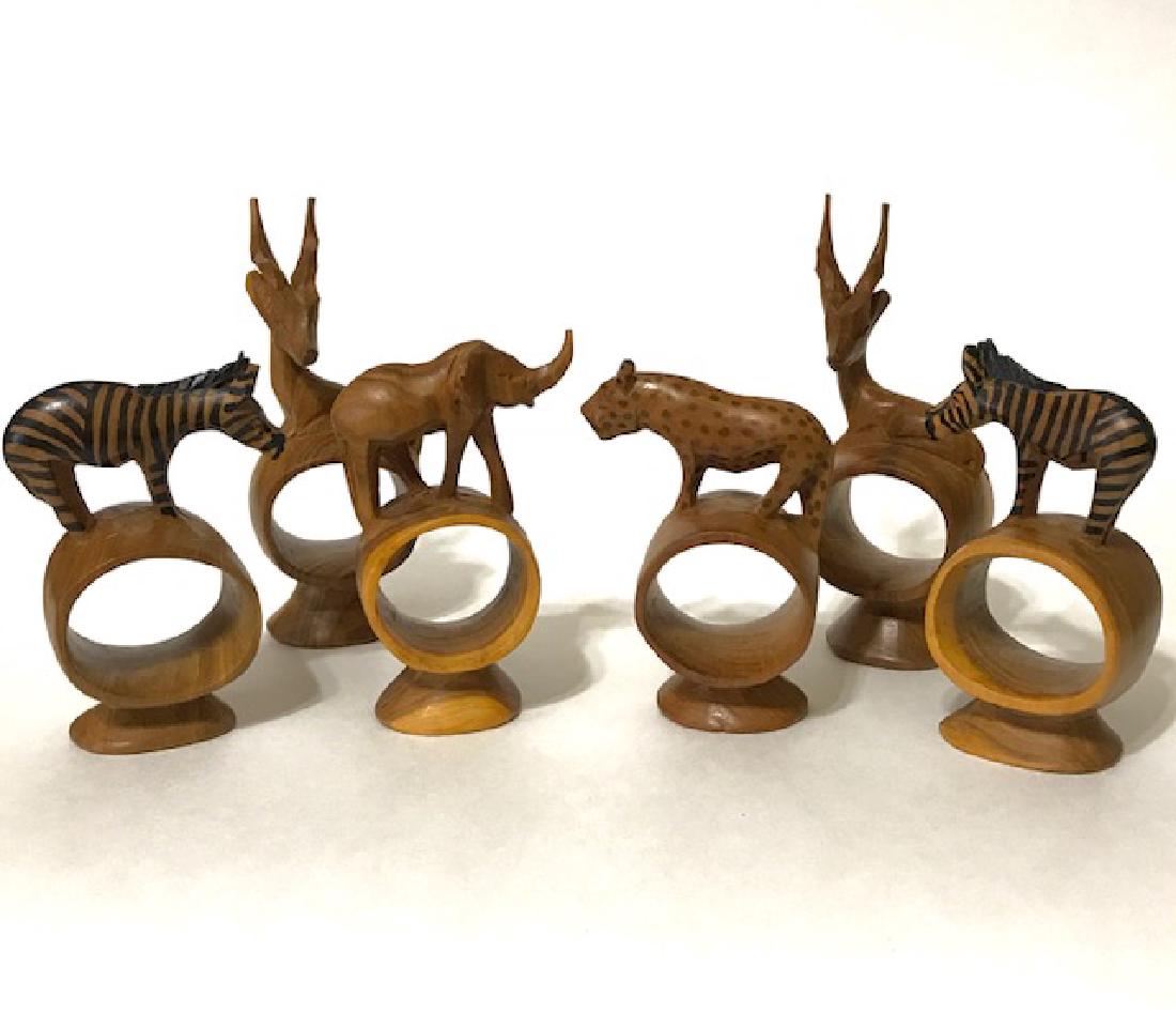 6 Hand Carved in Kenya Africa Animal Napkin Rings: 6 Hand Carved in Kenya Africa Animal Napkin Rings