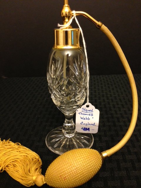 Thomas Webb Cut Crystal Atomizer Perfume Bottle: Signed - Thomas Webb England - Highly Collectible - The Rare occasion when they go up for sale, they sell upwards of $200. MULTIPLE PHOTOS POSTED
