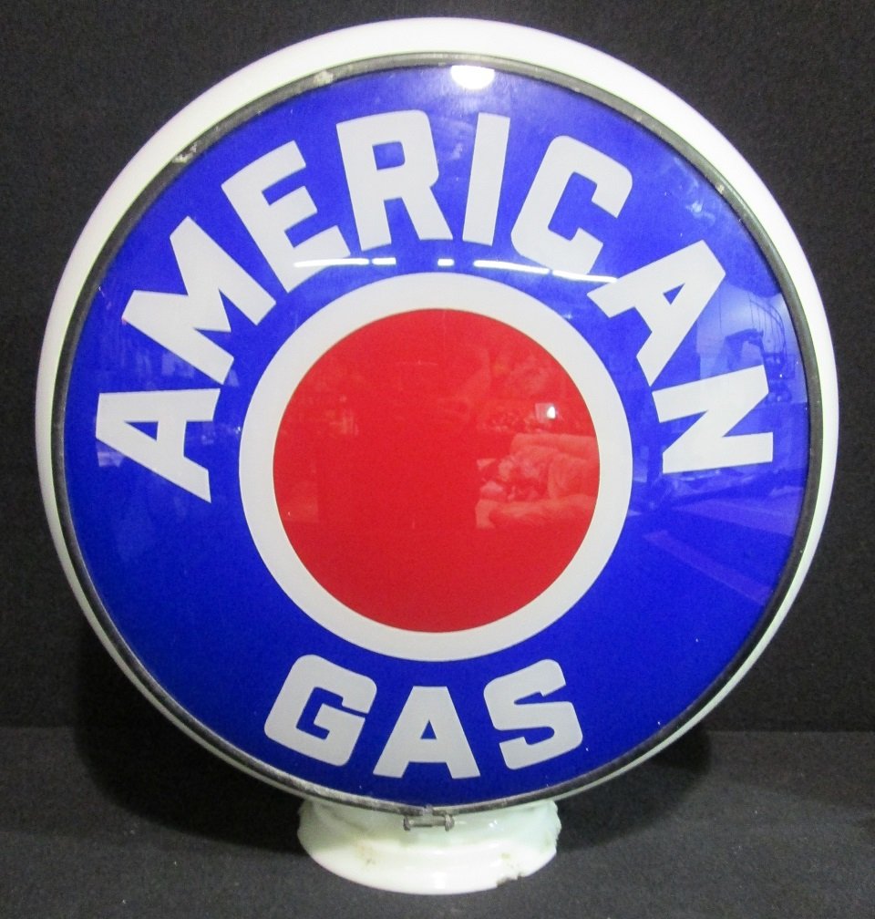 Original Glass Gas Pump Globe "American Gas": GREAT ORIGINAL GLASS GLOBE