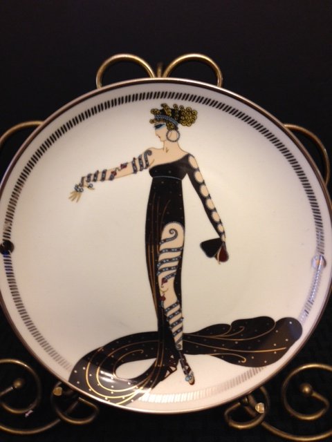 House of Erte Art Deco Fine Porcelain Charger: These sell on eBay between $70.00 & $120.00 MULTIPLE PHOTOS POSTED