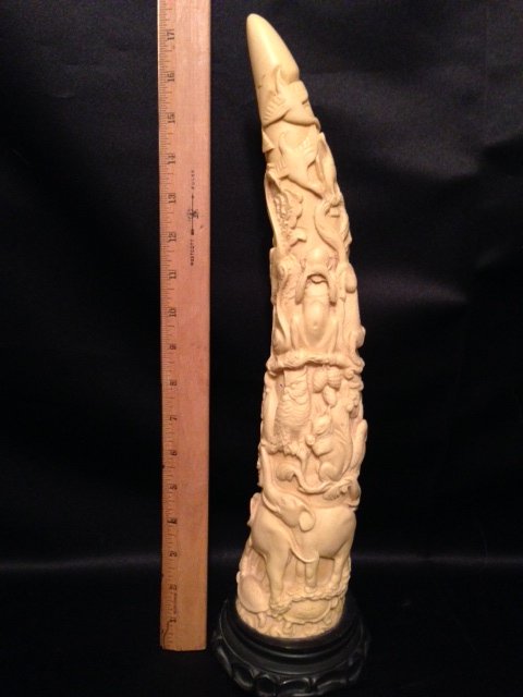Early 1900's Hand Carved faux Ivory Elephant Tusk - Apr 26, 2014