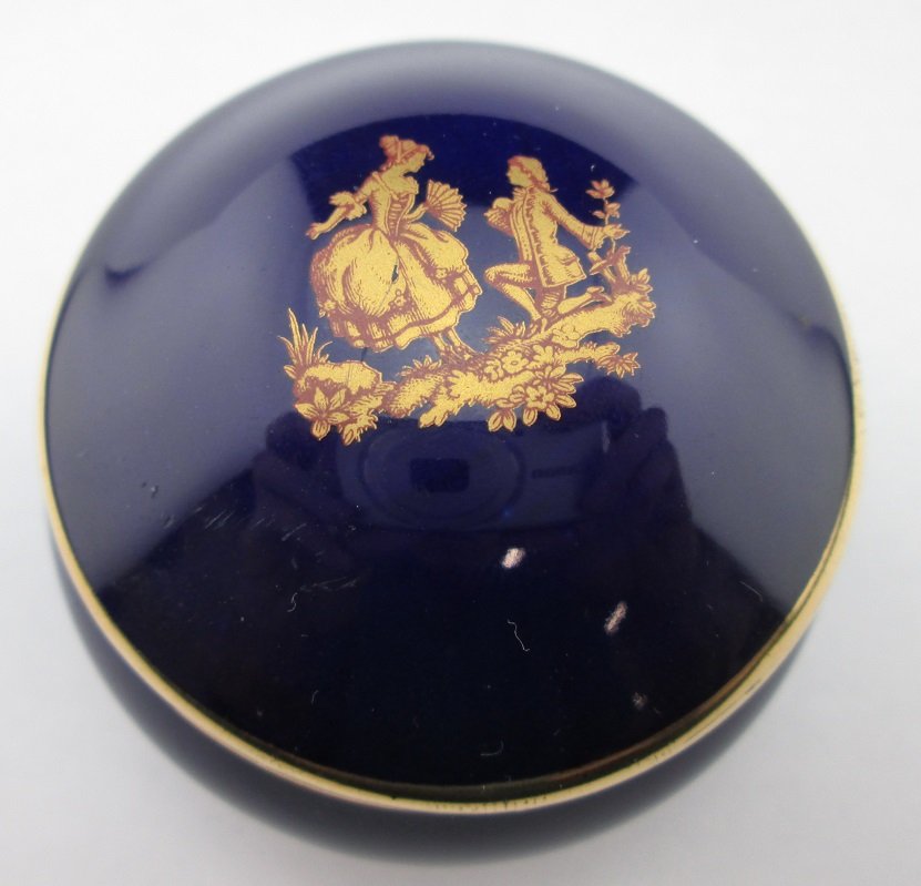 Cobalt Blue Limoges France Trinket Box