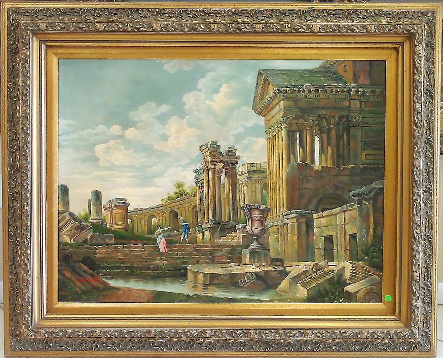 JOHN SLOAN CANVAS PAINTING: VINTAGE JOHN SLOAN CANVAS PAINTING 40" X 30" WITH FRAME 54' X 43"