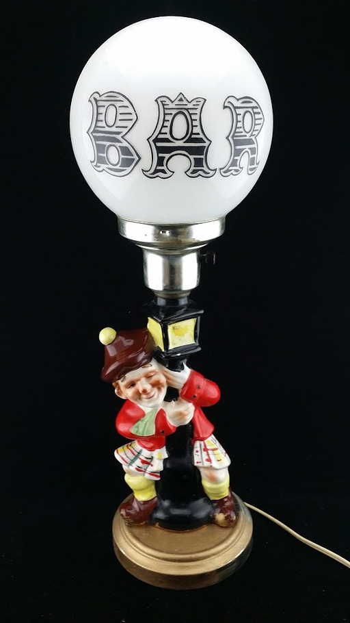Vintage Gl Globe Drunk Man Bar Lamp