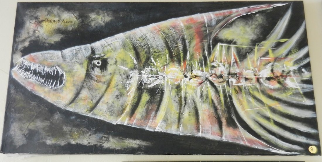Rojas Herazo (Colombian) Acrylic On canvas: Rojas Herazo (Colombian) Acrylic On canvas 17" x 33"