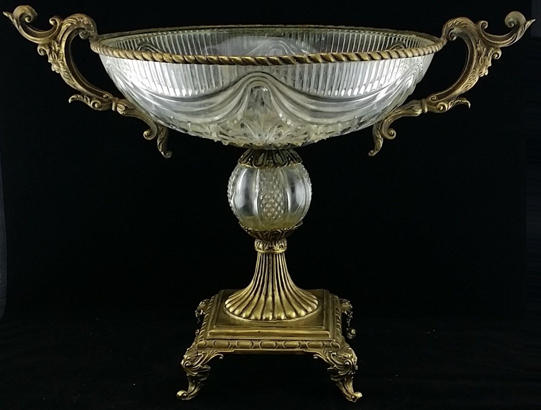Gold Gild & Crystal Centerpiece: 13.5" Tall X 18.25" wide