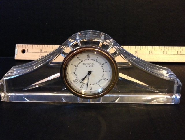 V. Large/Heavy WATERFORD Crystal Admiral Hat Clock: Beautiful Rare Piece of Irish WATERFORD with Original Label
