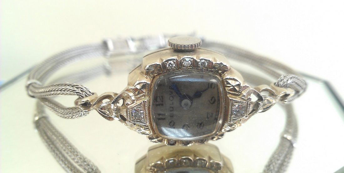 Vintage Bulova 14k White gold Diamond Watch: Vintage Bulova 14k White gold Ladies Diamond Watch